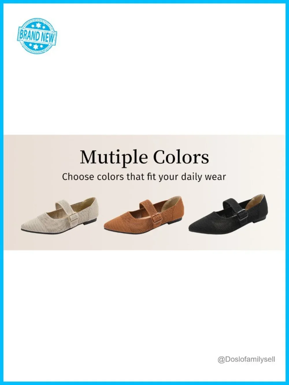 Mary Jane Ballet Flats Pointed Toe Adjustable Strap Buckle Comfortable Women's